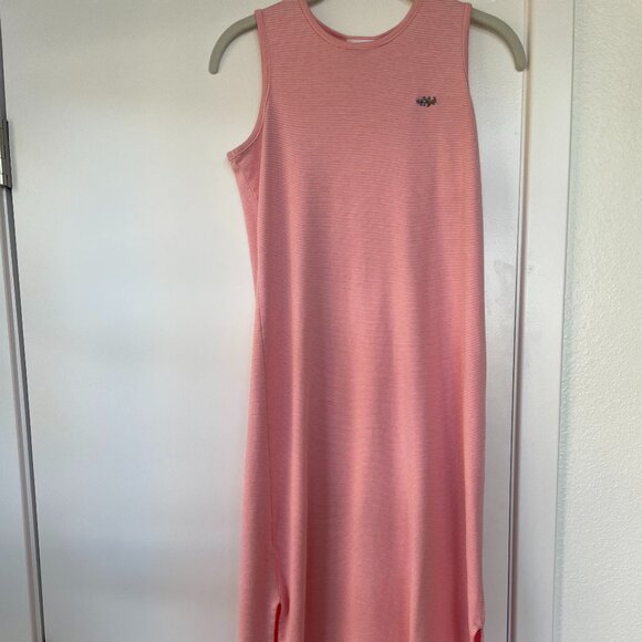 Laura Ashley Pink Stripe Maxi Dress, Sleeveless,‎ Scoop Neck, Pink and White, M - Picture 1 of 8